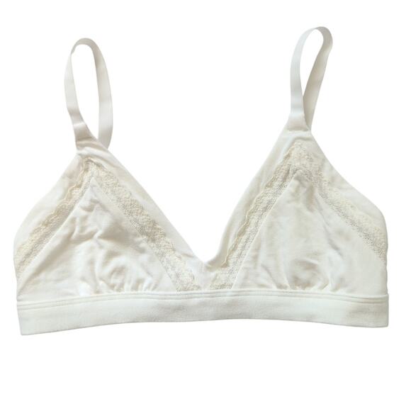 MeUndies  Size Small Women's White Triangle Lace Trim Lounge Bra Feminine Modal - Picture 1 of 8